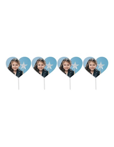 Full Colour Cupcaketoppers Eigen Foto: Hart 6 cm -4st-