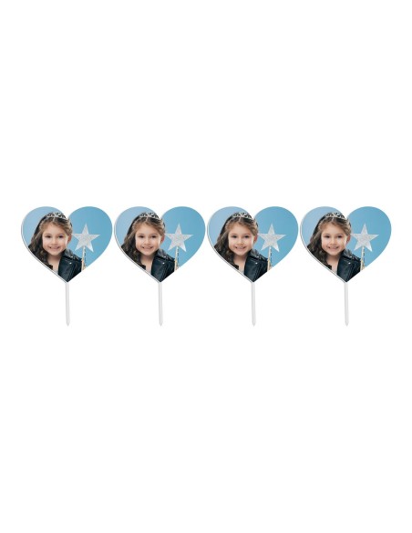 Full Colour Cupcaketoppers Eigen Foto: Hart 6 cm -4st-