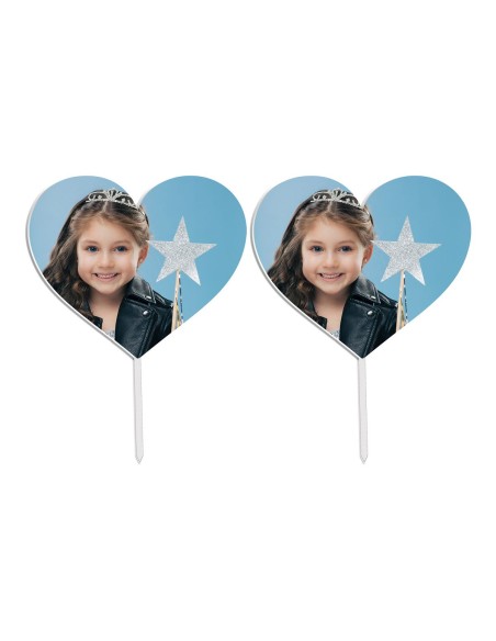 Full Colour Cupcaketoppers Eigen Foto: Hart 7,5 cm -2st-
