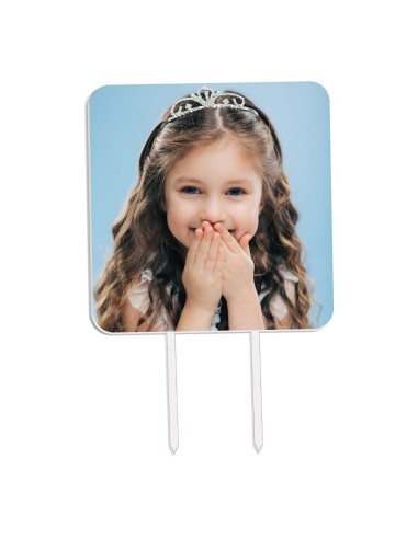 Full Colour Taarttopper Eigen Foto: Vierkant - 14 cm