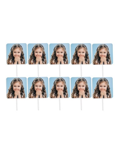 Full Colour Cupcaketoppers Eigen Foto: Vierkant 3,5 cm