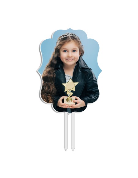 Full Colour Taarttopper Eigen Foto: Frame 1 - 16 cm