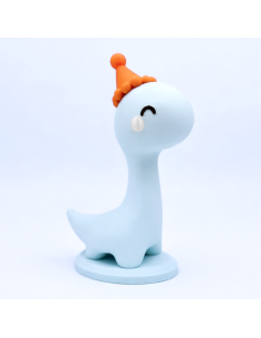 3D Taarttopper op Maat: Dino 1 - Blauw-Wit