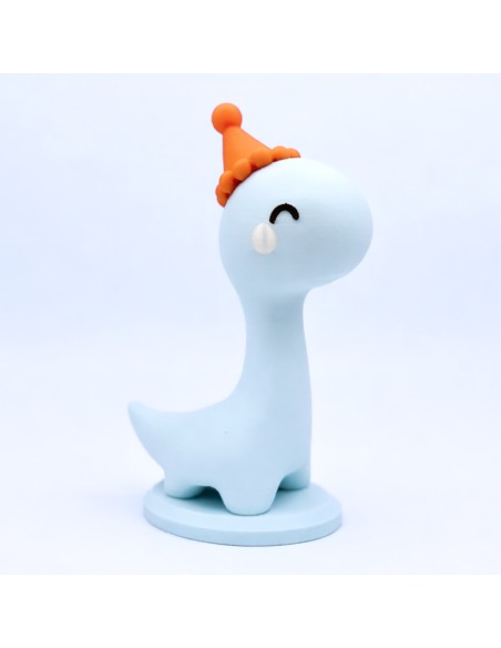 3D Taarttopper op Maat: Dino 1 - Blauw-Wit