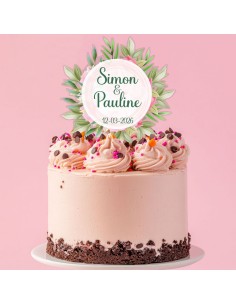 Full Colour Taarttopper op Maat: Bloem & Blad 1 2