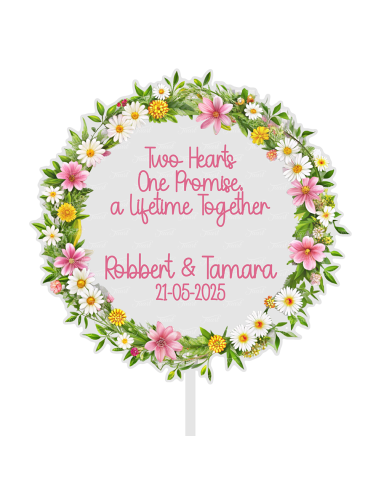 Full Colour Taarttopper op Maat: Bloemenkrans 1