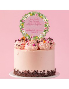 Full Colour Taarttopper op Maat: Bloemenkrans 1 2