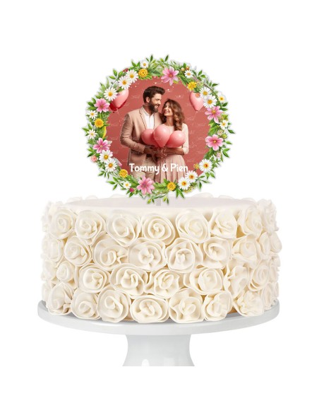 Full Colour Taarttopper op Maat: Bloemenkrans 1