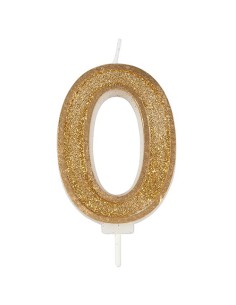 Sparkle Glitter Kaars Goud Nummer 0