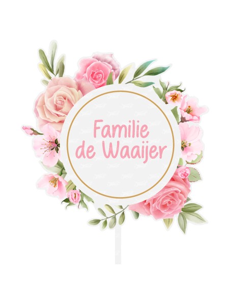 Full Colour Taarttopper op Maat: Bloem & Blad 3