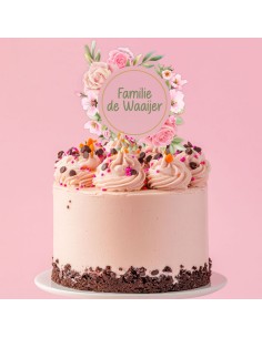 Full Colour Taarttopper op Maat: Bloem & Blad 3 2