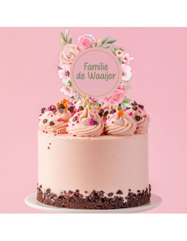 Full Colour Taarttopper op Maat: Bloem & Blad 3