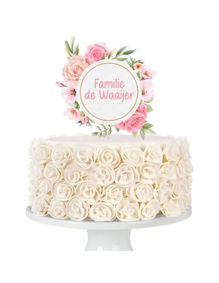 Full Colour Taarttopper op Maat: Bloem & Blad 3