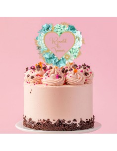 Full Colour Taarttopper op Maat: Turquoise Hart 2