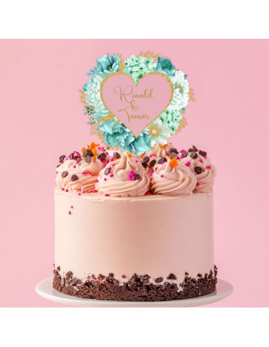 Full Colour Taarttopper op Maat: Turquoise Hart