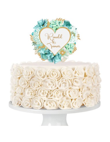Full Colour Taarttopper op Maat: Turquoise Hart