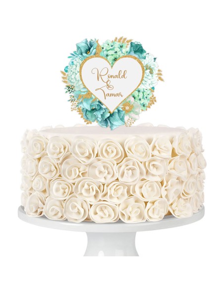 Full Colour Taarttopper op Maat: Turquoise Hart