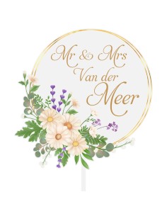 Full Colour Taarttopper op Maat: Bloem & Blad 4