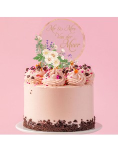 Full Colour Taarttopper op Maat: Bloem & Blad 4 2