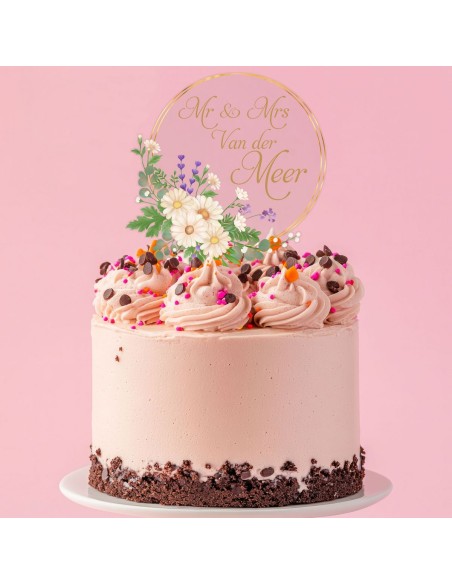 Full Colour Taarttopper op Maat: Bloem & Blad 4