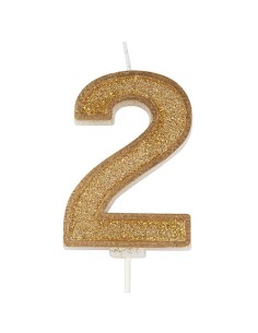 Sparkle Glitter Kaars Goud Nummer 2 //