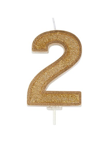 Sparkle Glitter Kaars Goud Nummer 2 //