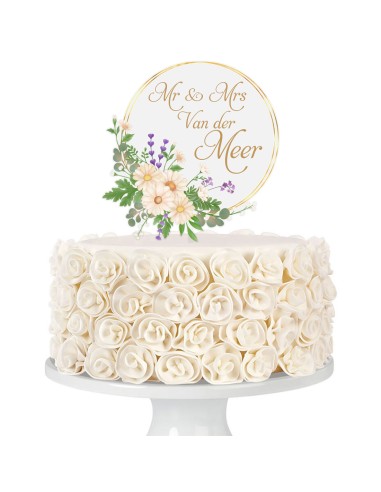 Full Colour Taarttopper op Maat: Bloem & Blad 4