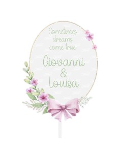 Full Colour Taarttopper op Maat: Ovaal met Strik