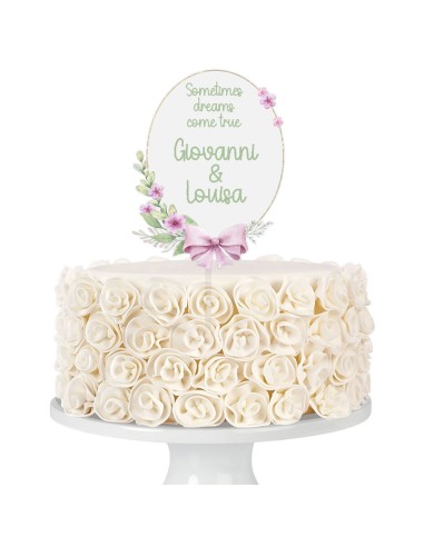 Full Colour Taarttopper op Maat: Ovaal met Strik