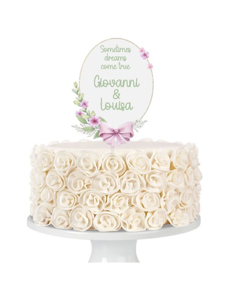 Full Colour Taarttopper op Maat: Ovaal met Strik