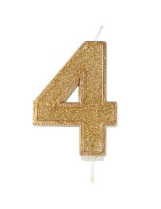 Sparkle Glitter Kaars Goud Nummer 4
