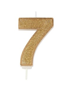 Sparkle Glitter Kaars Goud Nummer 7