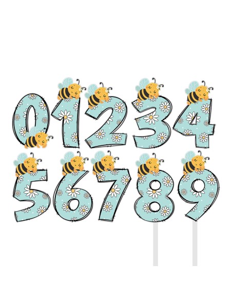 Full Colour Taarttopper op Maat: Bijtjes - Cijfers 11 t/m 99