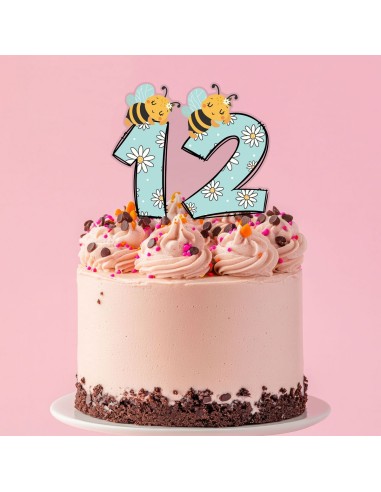 Full Colour Taarttopper op Maat: Bijtjes - Cijfers Dubbel