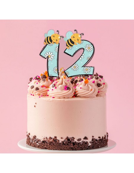 Full Colour Taarttopper op Maat: Bijtjes - Cijfers Dubbel