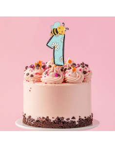 Full Colour Taarttopper op Maat: Bijtjes - Cijfers 0 t/m 9