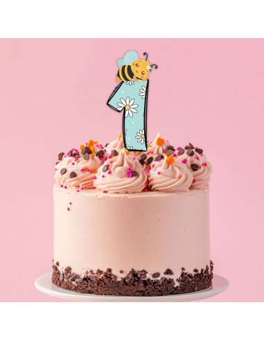 Full Colour Taarttopper op Maat: Bijtjes - Cijfer Enkel