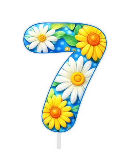 Full Colour Taarttopper op Maat: Daisy - Cijfer Enkel