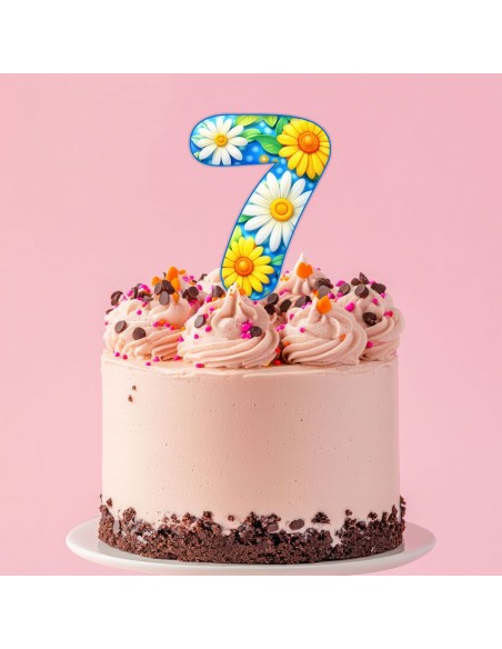 Full Colour Taarttopper op Maat: Daisy - Cijfer Enkel