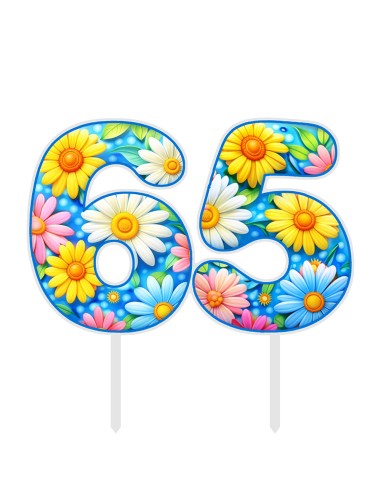 Full Colour Taarttopper op Maat: Daisy - Cijfer Dubbel