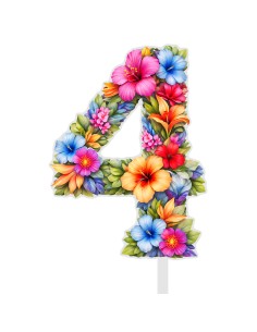 Full Colour Taarttopper op Maat: Tropisch 2 - Cijfer Enkel