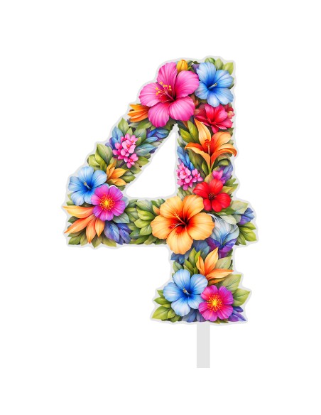 Full Colour Taarttopper op Maat: Tropisch 2 - Cijfer Enkel