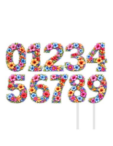 Full Colour Taarttopper op Maat: Tropisch 2 - Cijfer Enkel