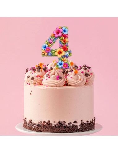 Full Colour Taarttopper op Maat: Tropisch 2 - Cijfer Enkel