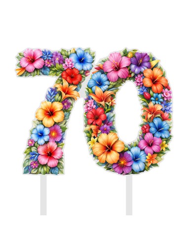 Full Colour Taarttopper op Maat: Tropisch 2 - Cijfers Dubbel