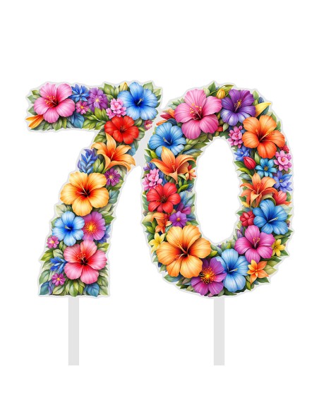 Full Colour Taarttopper op Maat: Tropisch 2 - Cijfers Dubbel