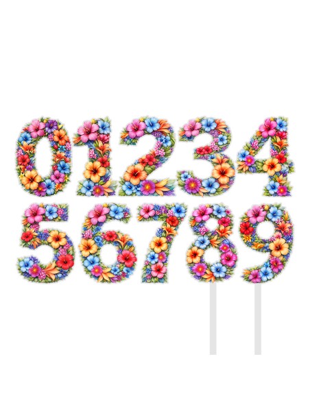 Full Colour Taarttopper op Maat: Tropisch 2 - Cijfers Dubbel