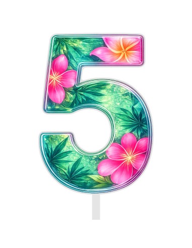 Full Colour Taarttopper op Maat: Tropisch 1 - Cijfer Enkel