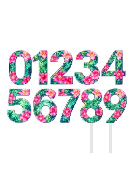 Full Colour Taarttopper op Maat: Tropisch 1 - Cijfer Enkel