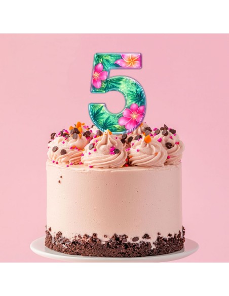 Full Colour Taarttopper op Maat: Tropisch 1 - Cijfer Enkel